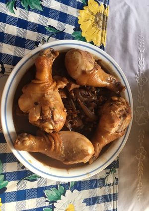A picture of Chicken and pork Adobo.