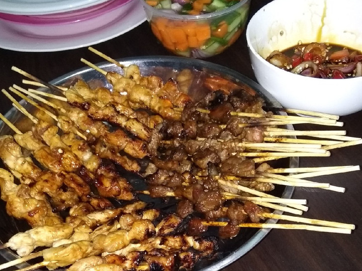 Cara Memasak Sate ayam + kambing bumbu kecap sederhana 🍢 Menu Enak