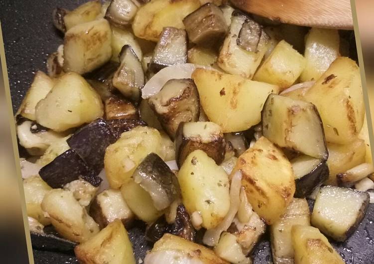 Sauteed potatoes and aubergine