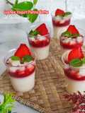 Lychee Yogurt Panna Cotta with Strawberry Compote