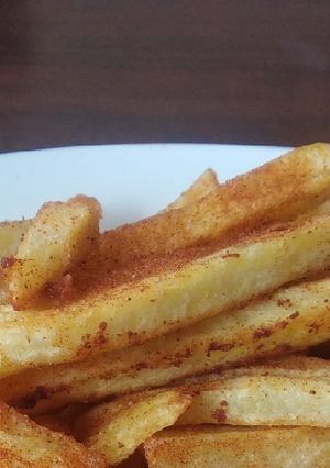 A picture of Spicy fries #passonbutton.