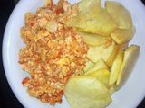 Fried yam with egg sauce