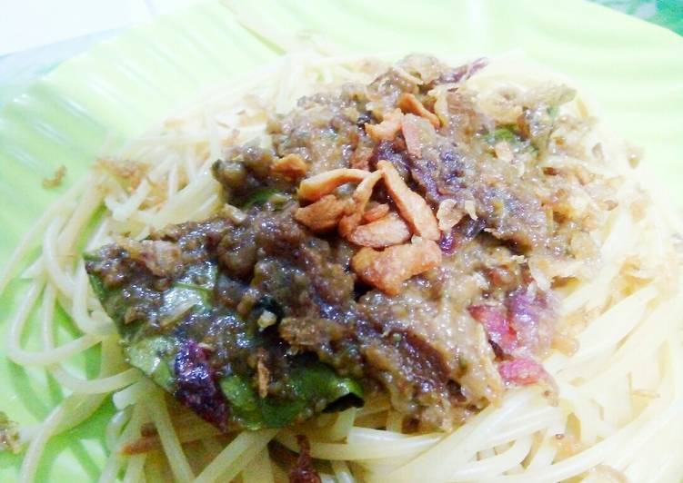 Cara Gampang Menyiapkan 5).Spaghetti Saos Kacang Tanpa Ayam (ala anak kos) Anti Gagal