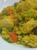 Arroz con verduras y merluza