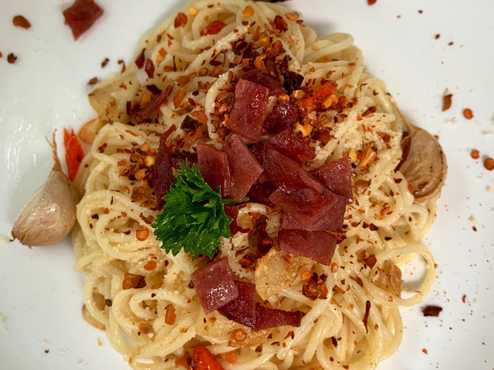Resep Spaghetti Aglio Olio Smoked Beef Anti Gagal