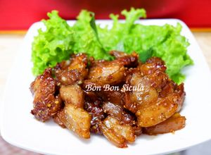 Hình của món Ba Rọi Chiên Mật Mía.