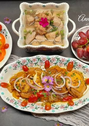 Hình của món Cơm nhà với các món từ nho tím.