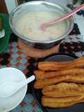 Bubur nasi ayam telur pitan