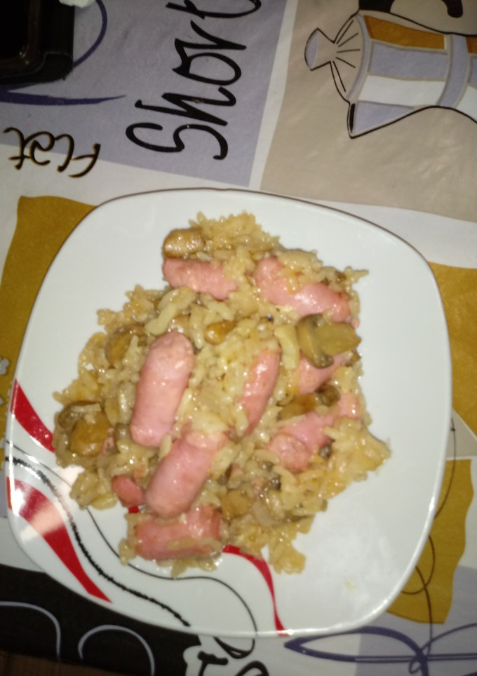 Una foto de Risotto de longaniza de pollo y champiñones en la Cecofry 4D