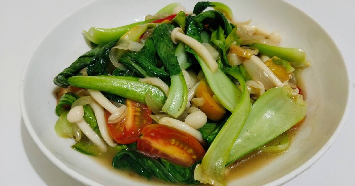 21 resep tumis pokcoy jamur shimeji enak dan mudah Cookpad
