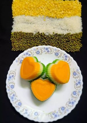 A picture of Tricolour dhokla.