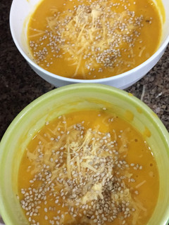 Una foto de Sopa crema de calabaza y boniato