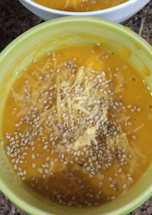 Una foto de Sopa crema de calabaza y boniato