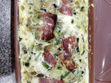 Tortilla de claras con berenjena, calabacín y jamón serrano