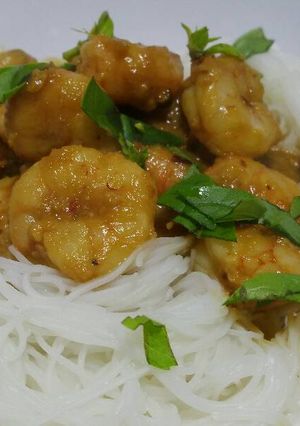 A picture of Ginger hot spicy prawns.
