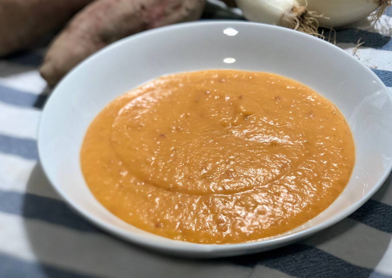 Crema de calabaza asada, boniato y jamón en Thermomix