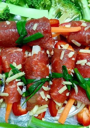 Hình của món Bò cuộn rau củ phomai.