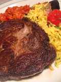 Steak with Turmeric Rice and Chilli Chutney