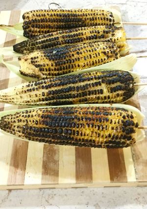 A picture of 100% local - Roast Corn and Sweet Potato Pie.