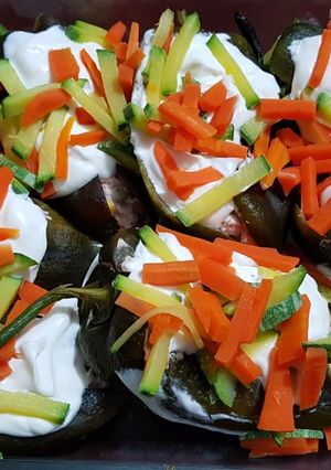 A picture of Cold Poblano Peppers Stuffed with Tuna.