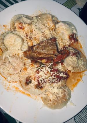 Una foto de Sorrentinos de coreanito y jamón y queso sin molde