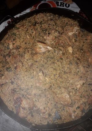 Una foto de Arroz con Pollo al disco también se puede en olla