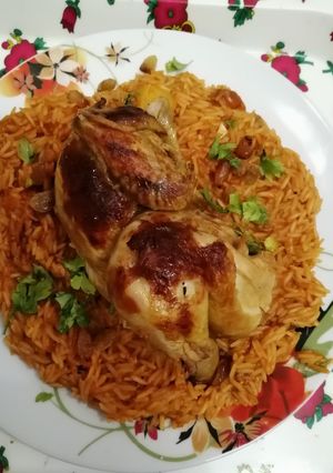 صورة لوصفة رز بخاري ودجاج بالفرن 😋