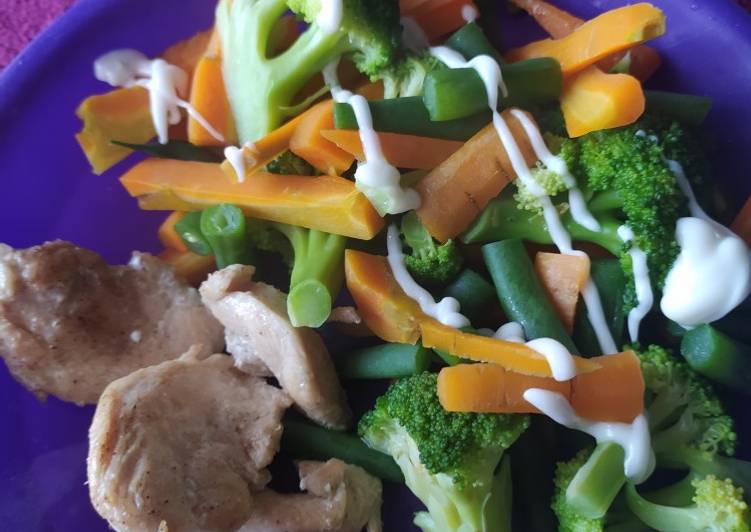 Menu Diet #3 Sayuran Rebus dengan Mayonaise & Fillet Panggang