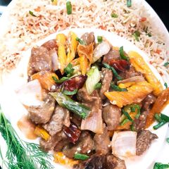 A picture of Yellow Pepper Beef with Hoisin Sauce.