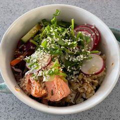 Salmon poke bowl A picture of Salmon poke bowl.