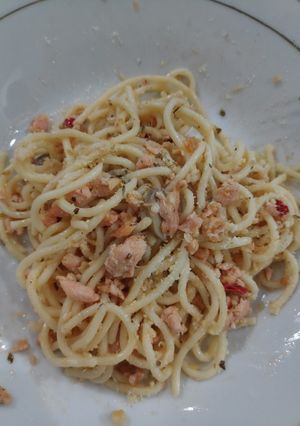 Foto resep Spaghetti Salmon Aglio Olio