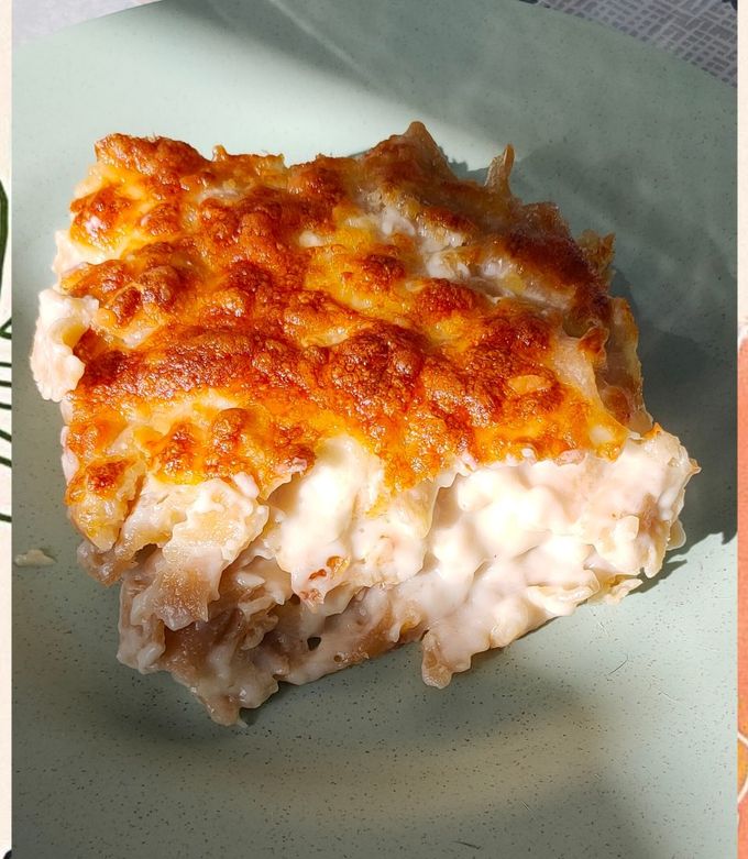 Une photo de Gratin de pâtes béchamel/ mozza