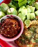 น้ำพริกถั่วเน่าแคบย่าง🌶️ ทานพร้อมไข่ชะอม ผักแกล้ม🌶️🧄🥬🥒