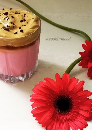 A picture of Pink Dalgona Coffee.