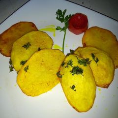 A picture of Tumeric potato slices #AuthorMarathon.