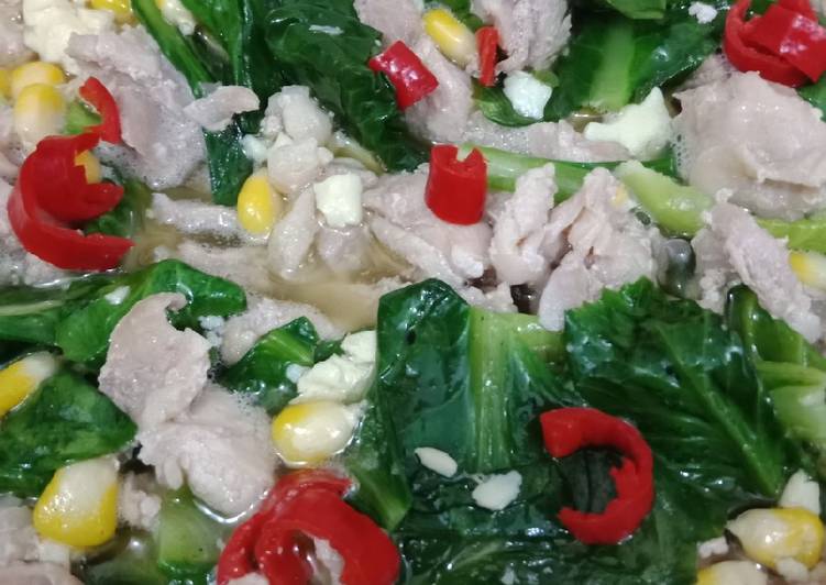 Langkah memasak Tumis Kailan Jagung Ayam legit