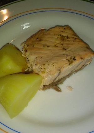 Una foto de Salmón al horno