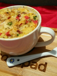 A picture of 3 Spice Mug Bread Omelette💛💚😋.