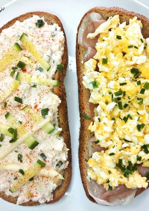 Une photo de Tartine au crabe et Tartine au jambon