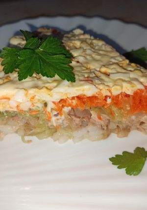 Фото Салат с тунцом и рисом.