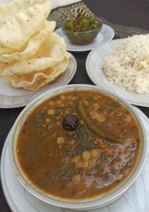 A picture of Daal sagah(bathua ka saag with Chana daal).