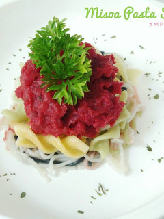 Foto resep Resep MPASI 10m+ - Misoa Pasta Saus Beet Root