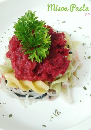 Foto resep Resep MPASI 10m+ - Misoa Pasta Saus Beet Root