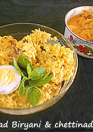 A picture of Chicken chettinad biryani.