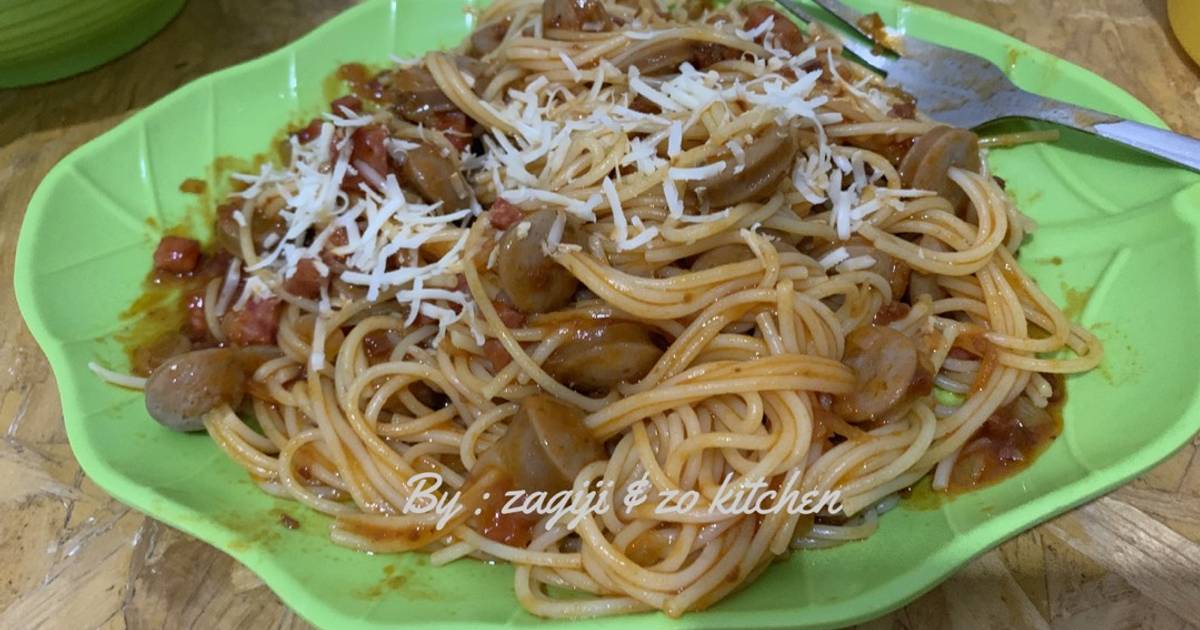 Resep Spaghetti Gulung Sosis Oleh Kenzkitchen Byfitriyani Cookpad