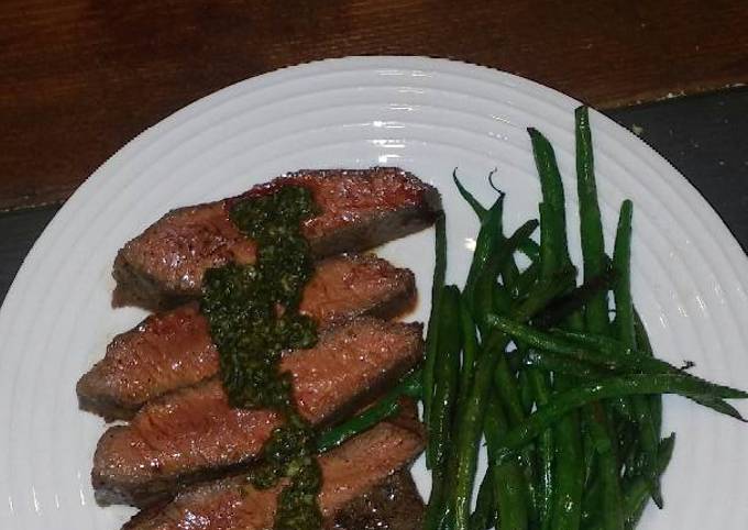 Flat iron steak with Italian salsa verde