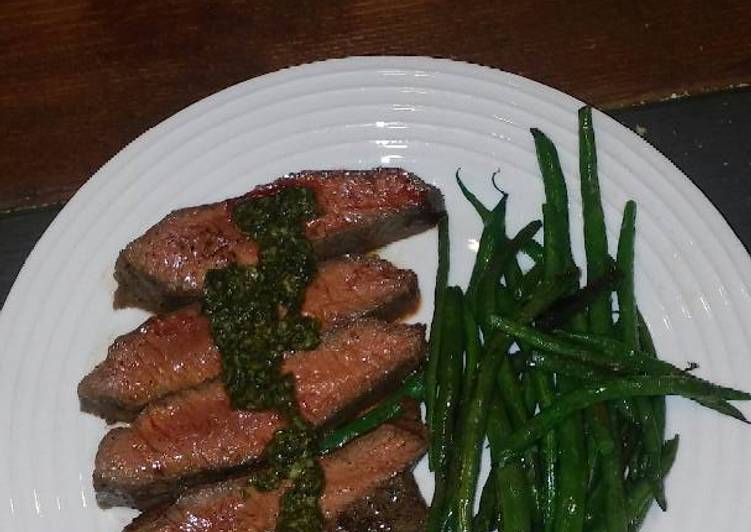 Steps to Make Super Quick Homemade Flat iron steak with Italian salsa verde