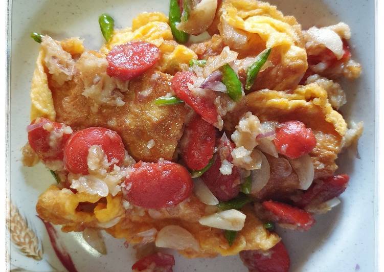 Resep 3. Tumis sosis telur dadar Anti Gagal