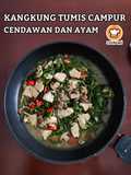 Kangkung Tumis Campur Cendawan Dan Ayam