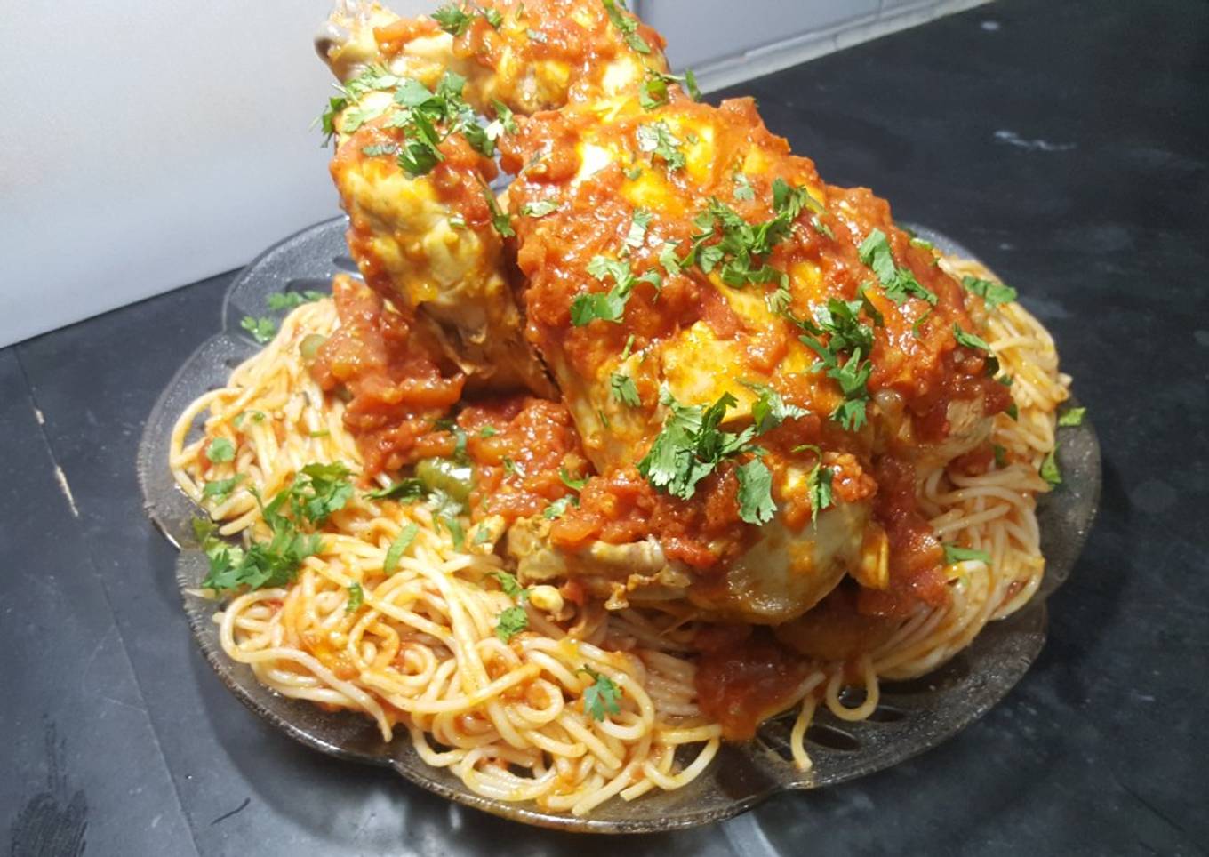 Red Chicken Spaghetti !